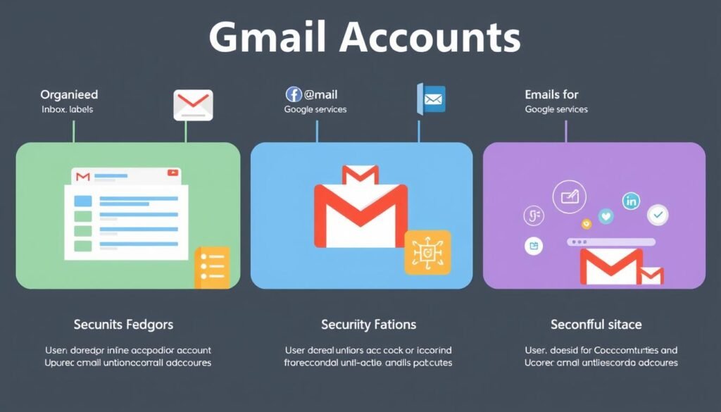 Gmail paskyros funkcijos
